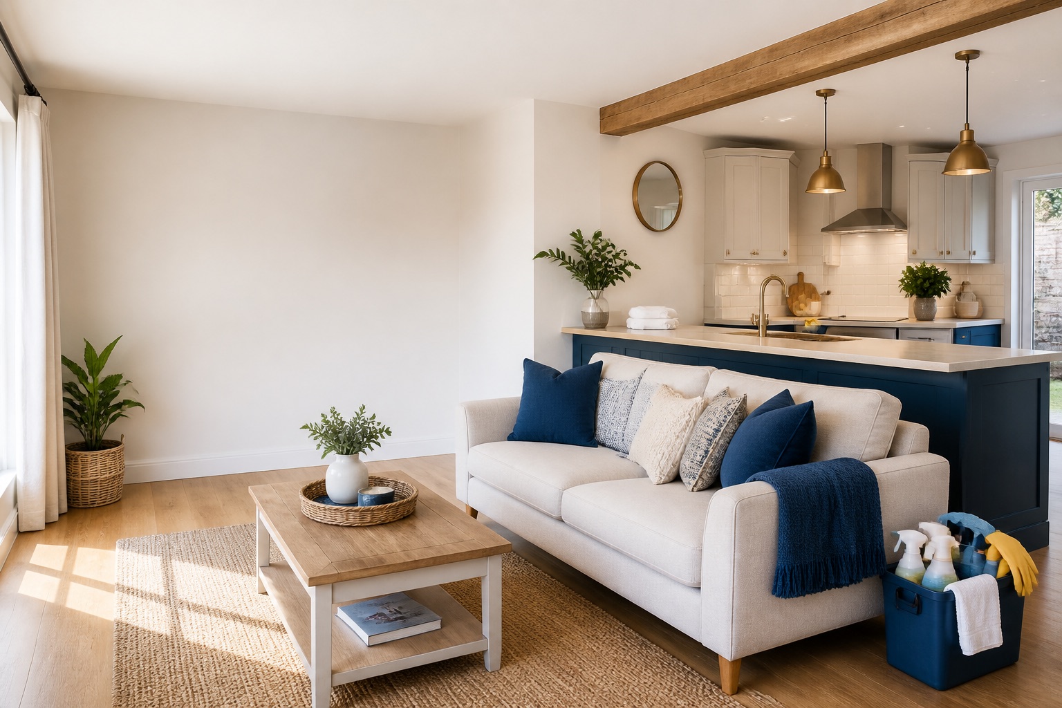 Spotless holiday let living space after a professional clean